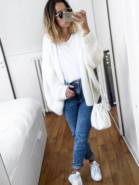 Oui au duo blanc/faux blanc relev d'une pointe de denim !