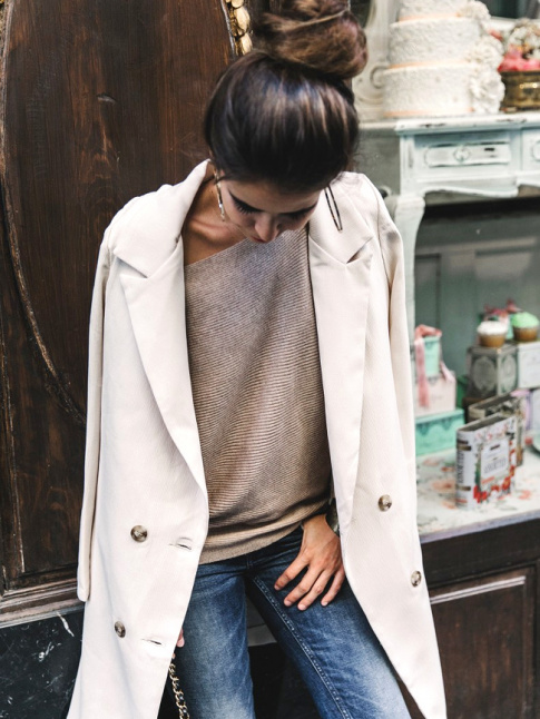 Pull paule dnude + long blazer d'extrieur = le bon mix