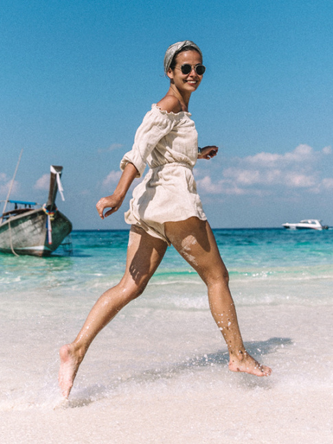 Le combishort en lin ou la parfaite tenue de plage !