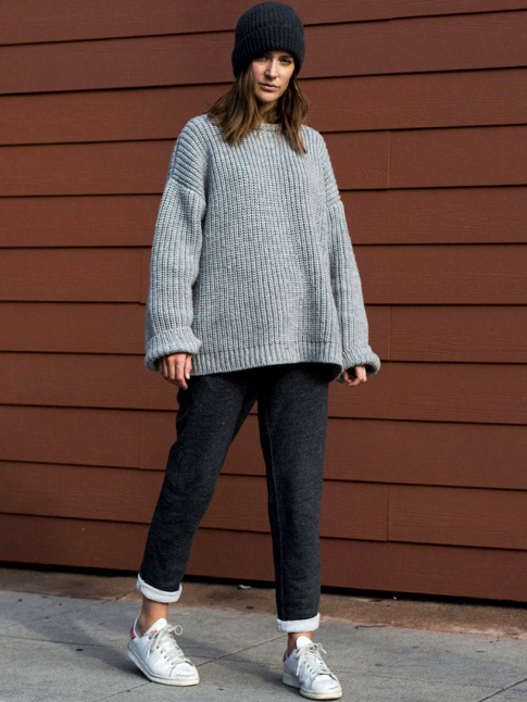 Grosse maille + molleton = un mix aussi cool que cosy