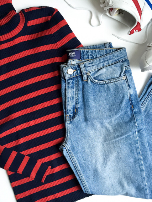 Pull chaussette ray + jean clair + baskets esprit vintage = le bon mix