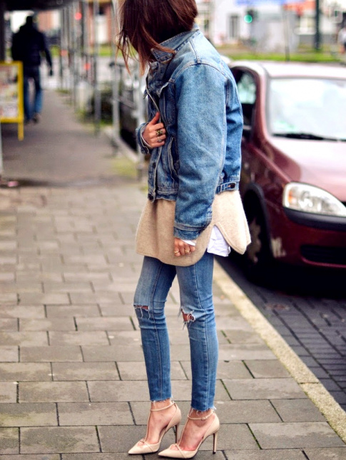 Rien de tel qu'une paire d'escarpins hauts perchs pour twister un look cosy/rock !