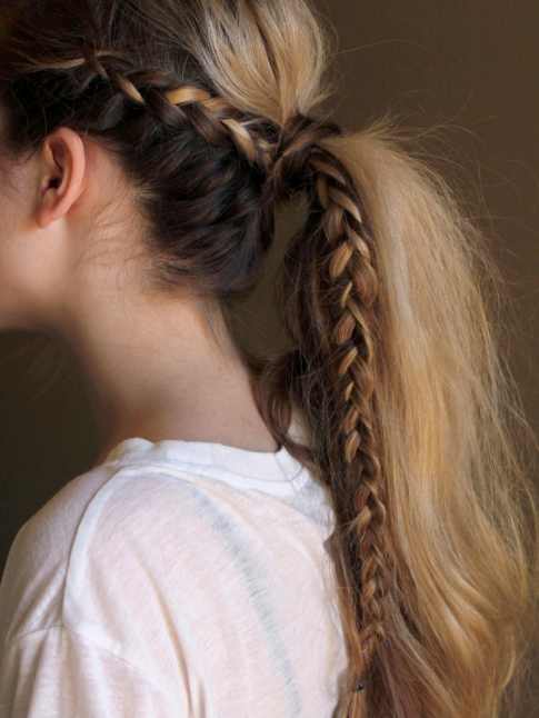 Queue de cheval + tresse = le bon mix