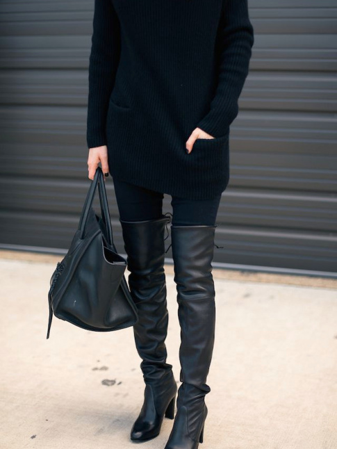Oui aux cuissardes pour booster un total look noir !