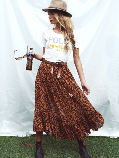Tee-shirt esprit vintage + jupon bohme = le bon mix
