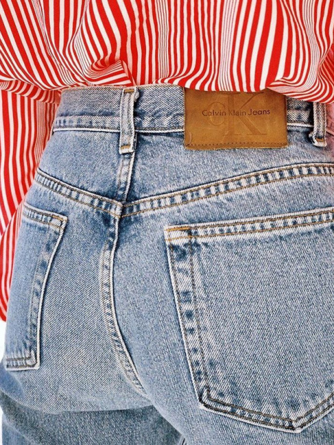 Jean clair taille haute + chemise raye vintage = le bon mix