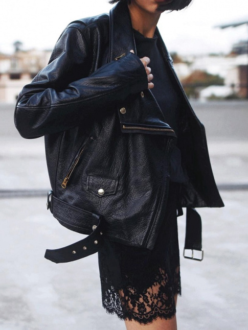 Perfecto trop grand + jupe esprit lingerie = le bon mix
