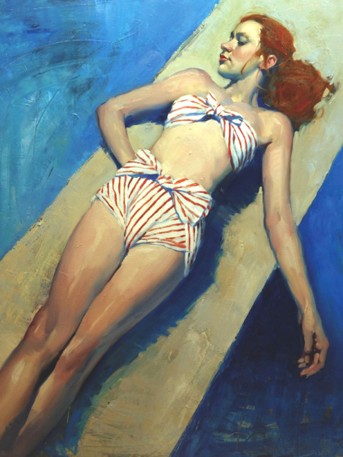 Rousseur + bikini rtro  rayures oranges = le bon mix