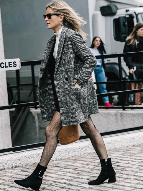 Manteau masculin  carreaux + tenue fminine = le bon mix