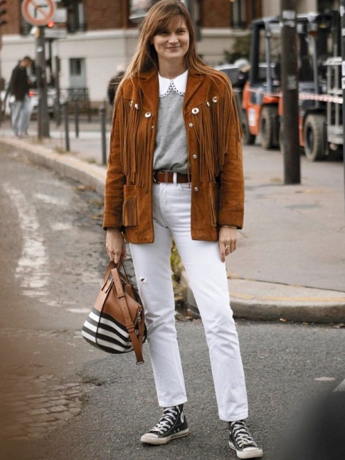 Pour ou contre le mix col Claudine festonn/blouson  franges ?