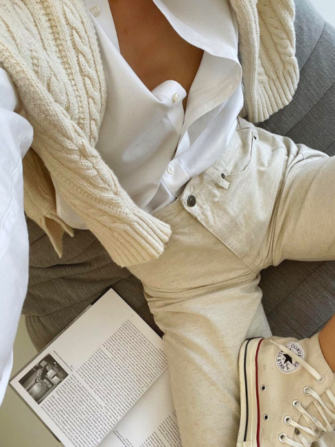 Blanc cass + blanc + textures diffrentes = le bon mix