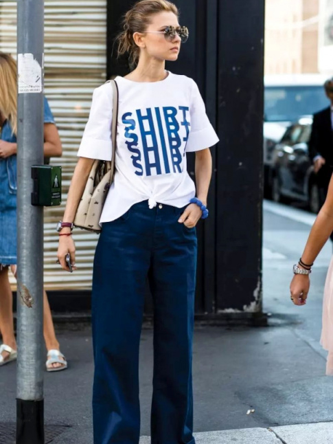 Oui au mix bleu et blanc dclin en mode casual vintage !