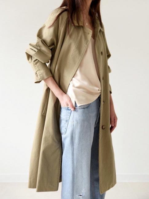 Oui au mix trench vert lichen/jean large bleu dlav !