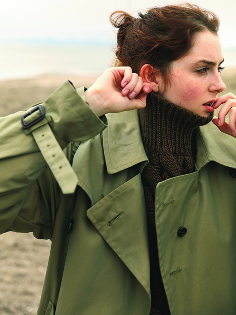 Trench + gros pull + chignon coiff/dcoiff = le bon mix