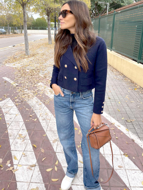 Veste courte + pantalon droit bien long = le bon mix
