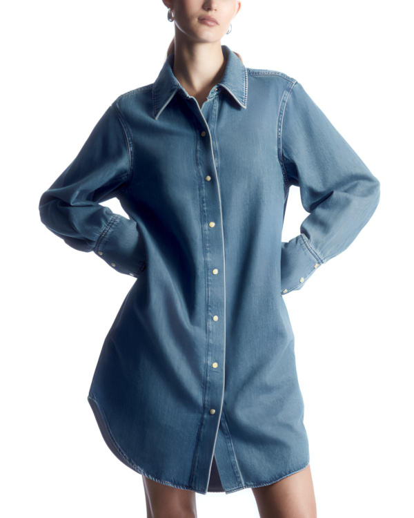 Robe chemise courte oversize en denim