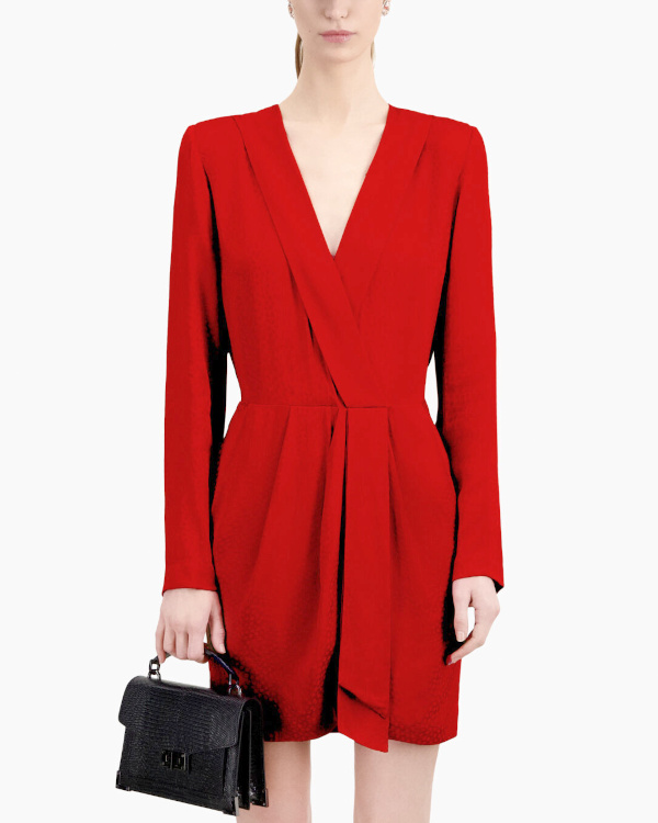 Robe courte  manches longues rouge
