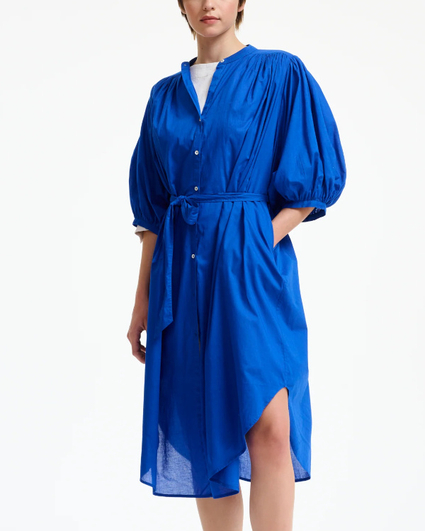 Robe  manches ballon bleue