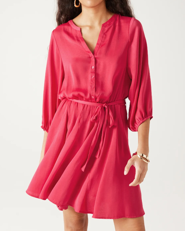 Robe courte en satin Femme - Framboise