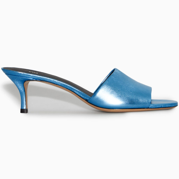 Mules en cuir bleu