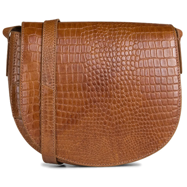 Sac bandoulire en cuir emboss croco | Marron