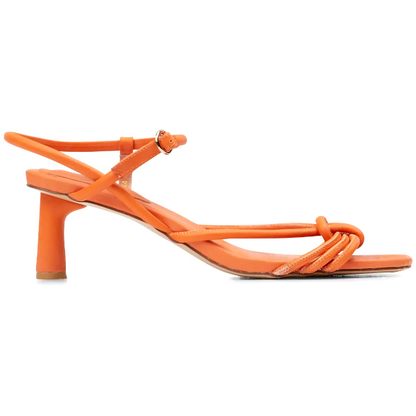 Sandales hautes en cuir de vachette | Orange