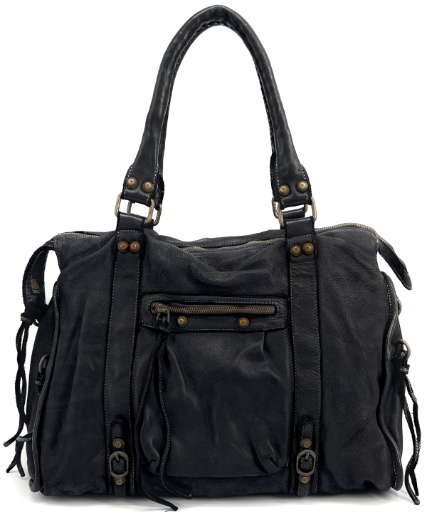 Sac  main en cuir italien noir