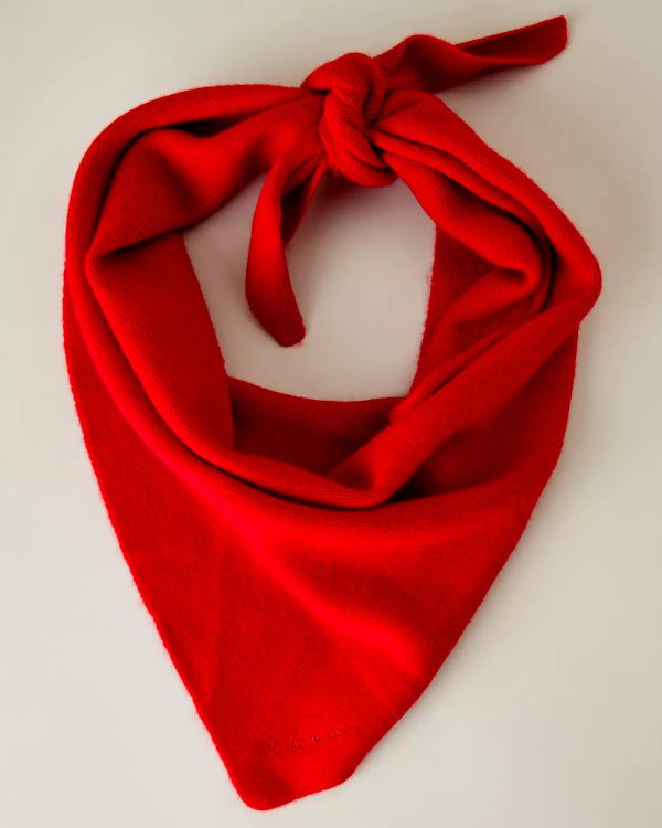 Petit Foulard Triangulaire en Mrinos rouge