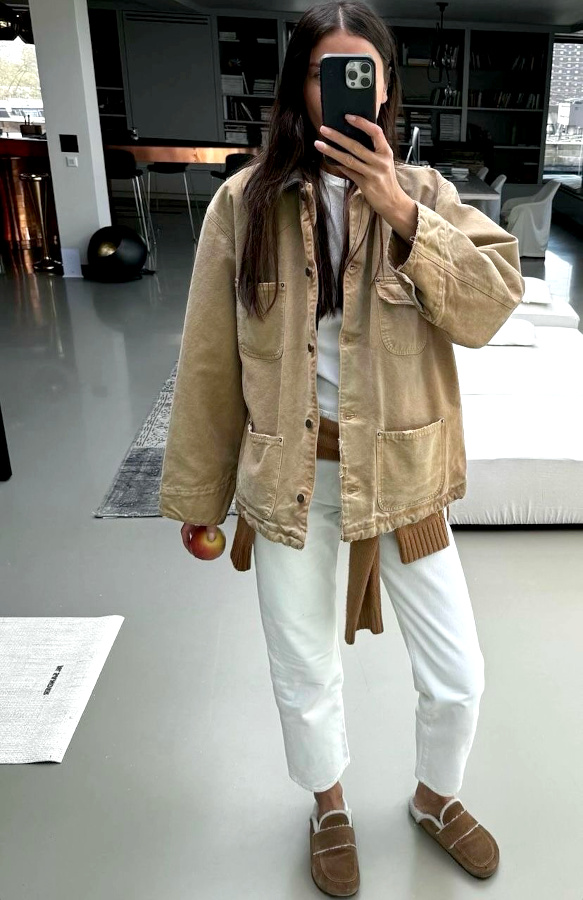 Oui au camaïeu marron/camel/blanc traité en mode casual-cosy !