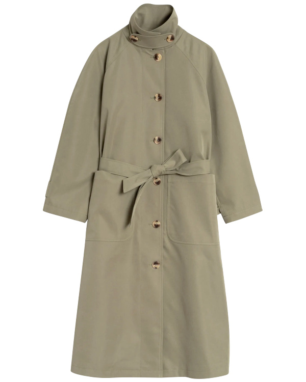 Trench long col montant | Vert