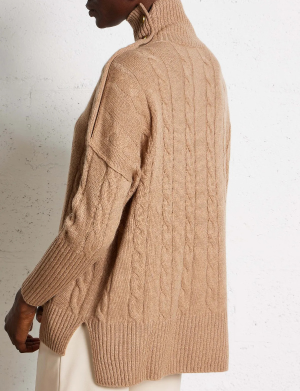 Pull ample col montant en cachemire | Marron