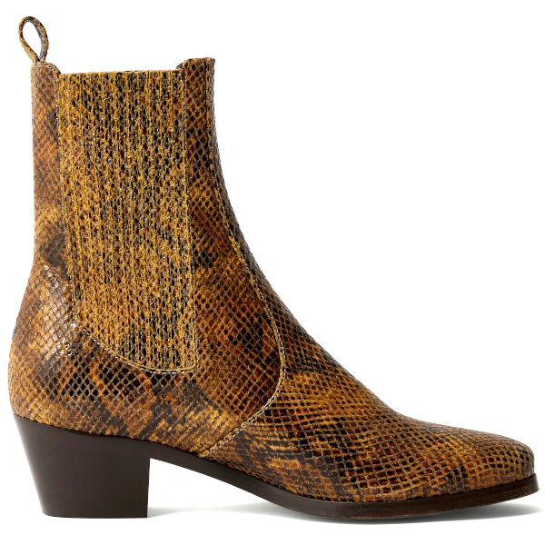 Bottines en cuir faon python