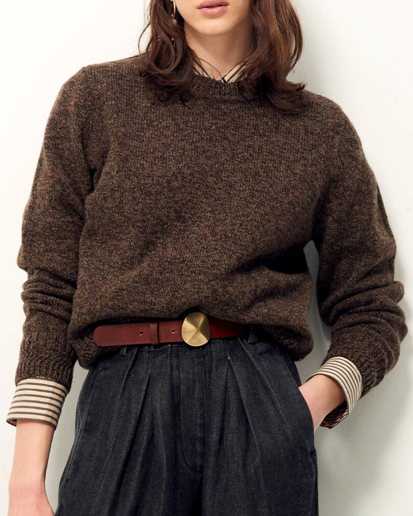 Pull manches longues en laine marron