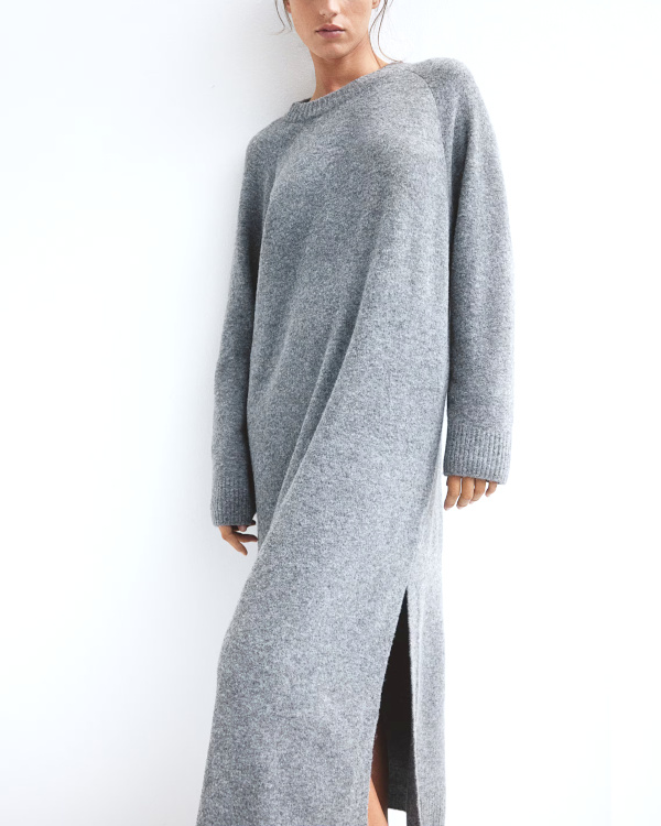 ROBE LONGUE EN MAILLE gris