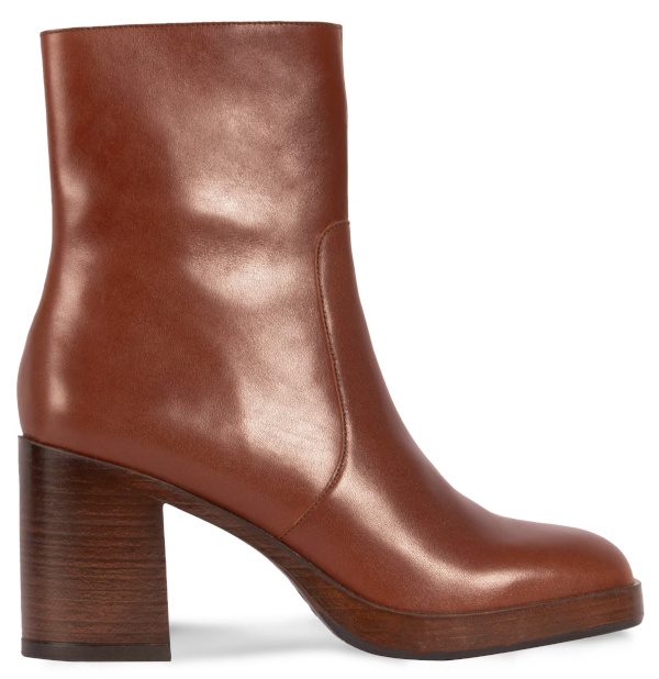 Bottines plateforme cuir camel