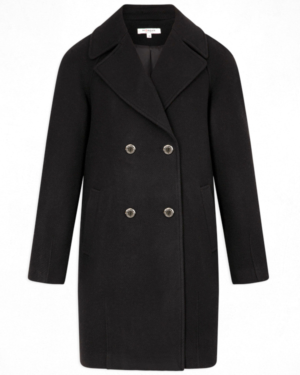 Manteau long ample noir femme