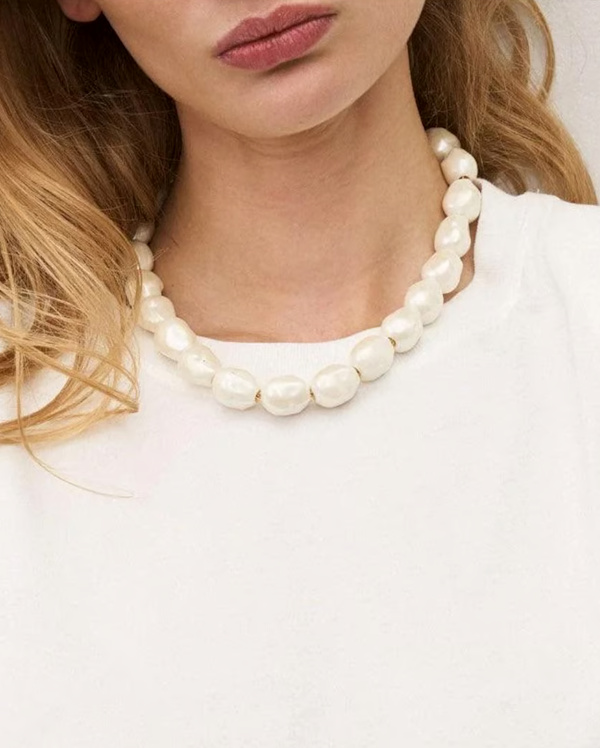 Collier à perles - Blanc