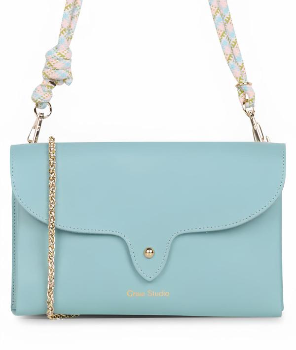 Pochette de soire en cuir - Bleu