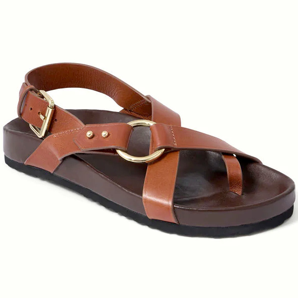cognac leather sandals