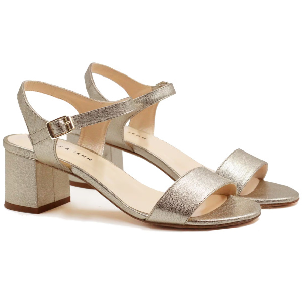 Sandales moyen talon cuir dor