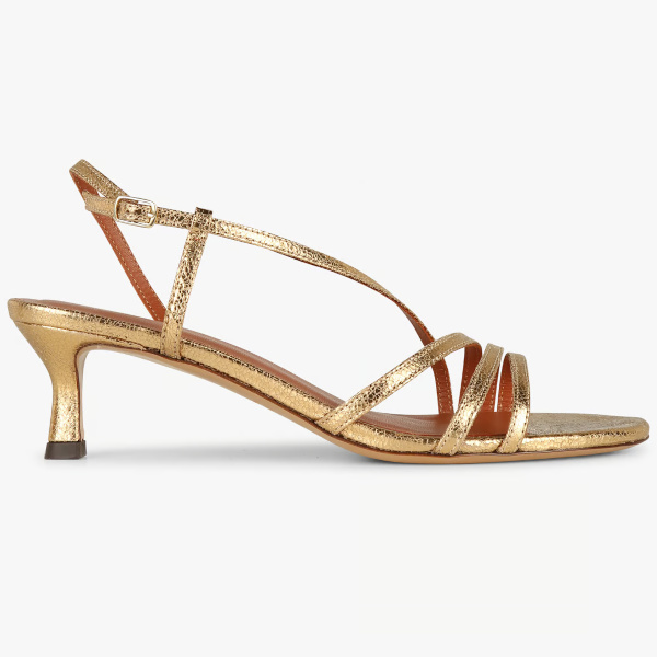 Sandales  talon en cuir mtallis - Dor 