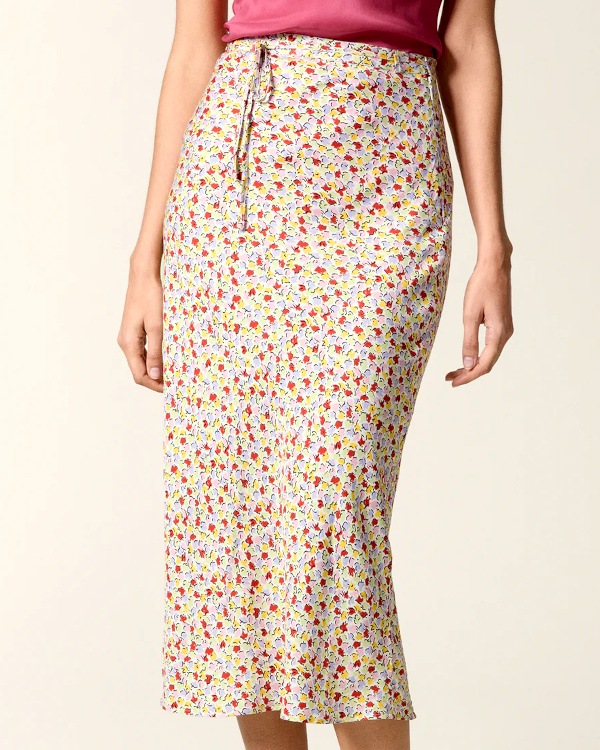 JUPE FLUIDE MIDI IMPRIME FLEURI MULTICOLORE