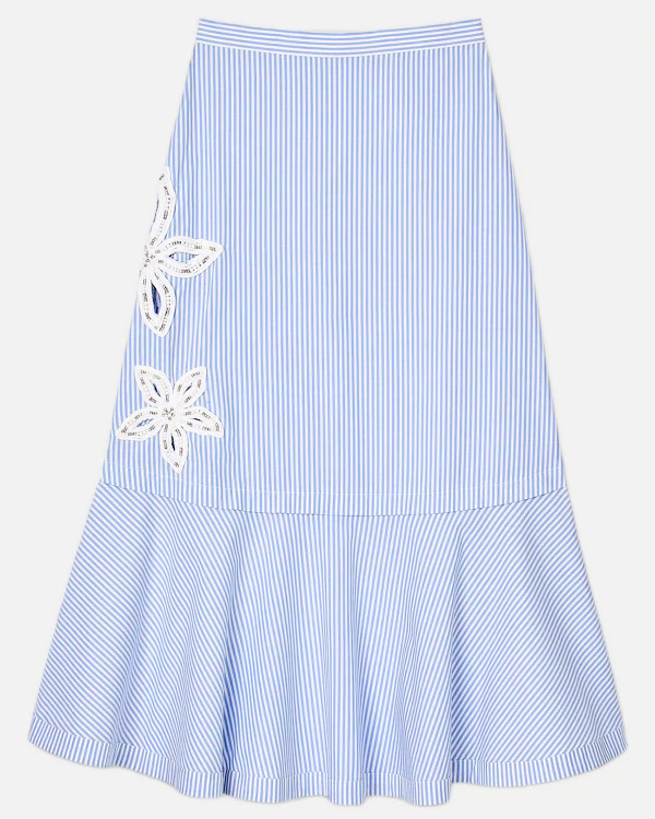 Jupe longue en coton mlang ray - Bleu
