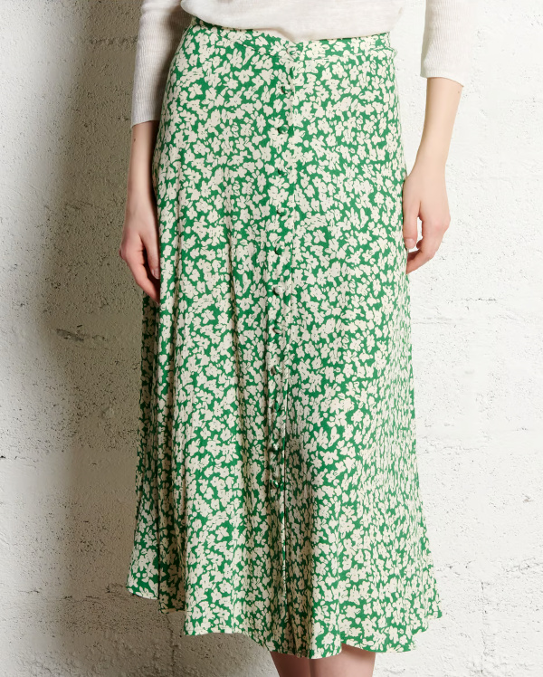 Jupe midi vase jacquard - Vert 