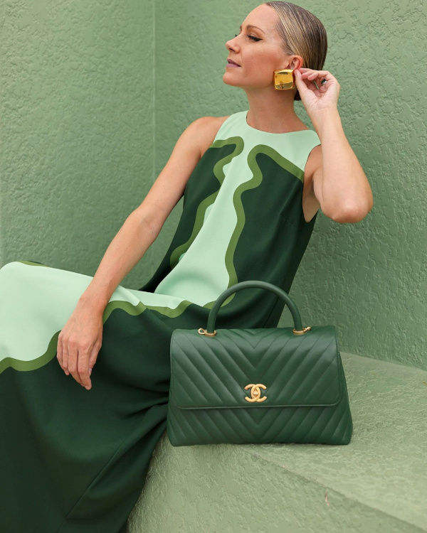 Robe verte multicolore