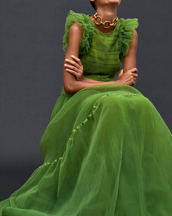 Robe verte en tulle