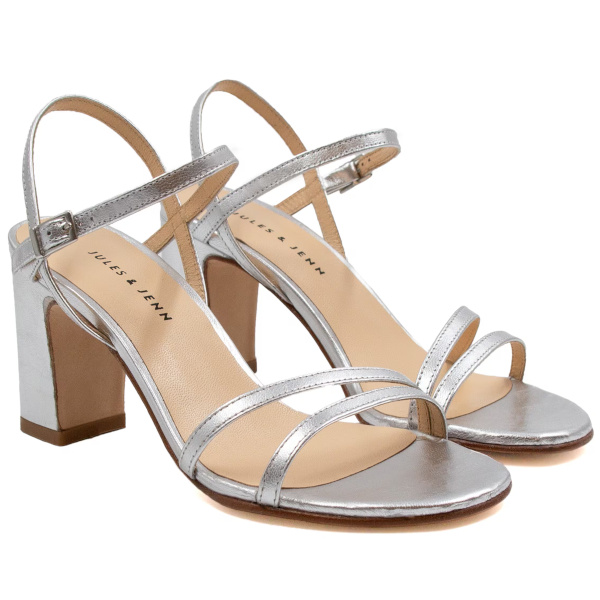 Sandales talon pures cuir argent