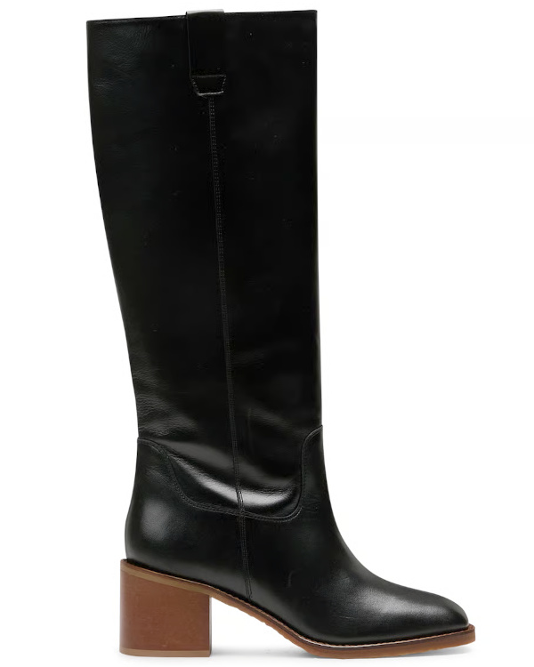 Bottes hautes unies en cuir lisse - Noir