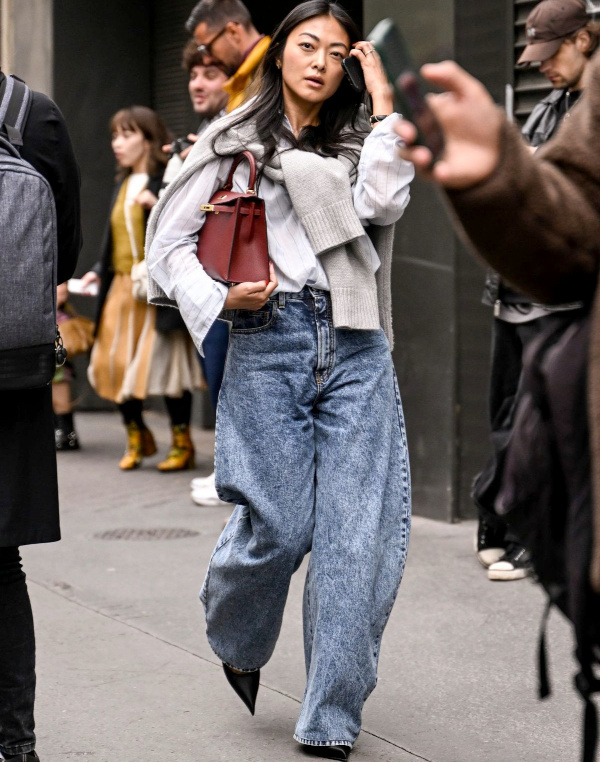 Chemise raye + pantalon barrel