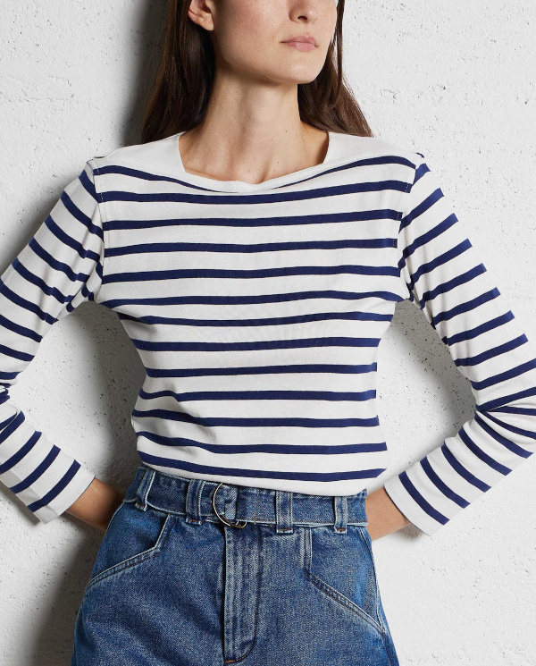 Marinière col bateau en coton katy | Bleu